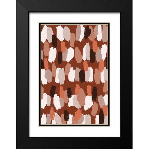Pastel Earthy Strokes Pattern Black Modern Wood Framed Art Print with Double Matting by Treechild