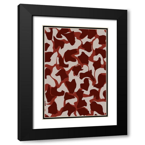 Liquid Beige Brown Strokes Black Modern Wood Framed Art Print with Double Matting by Treechild