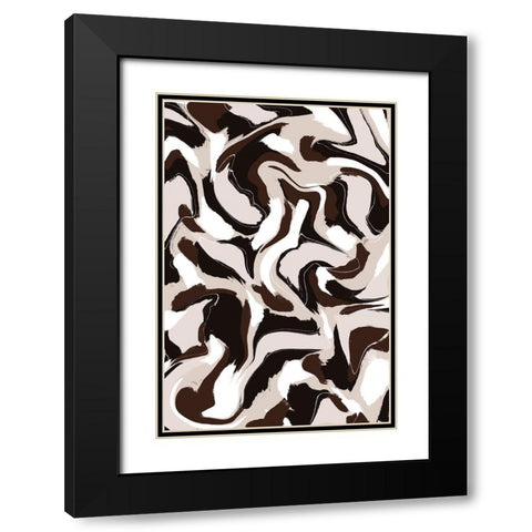 White Beige Brown Pattern Black Modern Wood Framed Art Print with Double Matting by Treechild