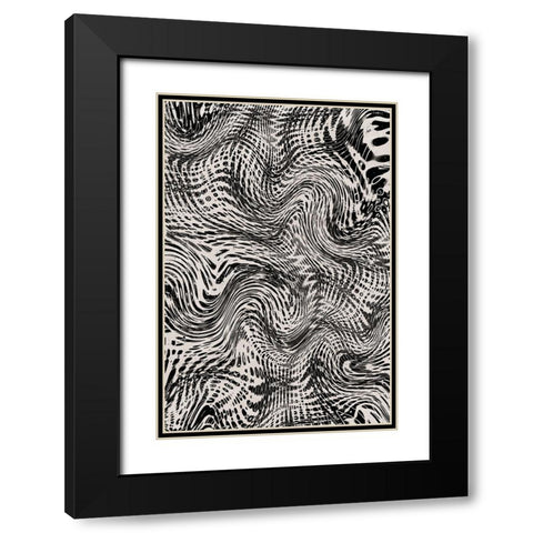 Black And White Net Pattern Black Modern Wood Framed Art Print with Double Matting by Treechild