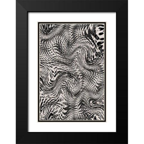 Black And White Net Pattern Black Modern Wood Framed Art Print with Double Matting by Treechild