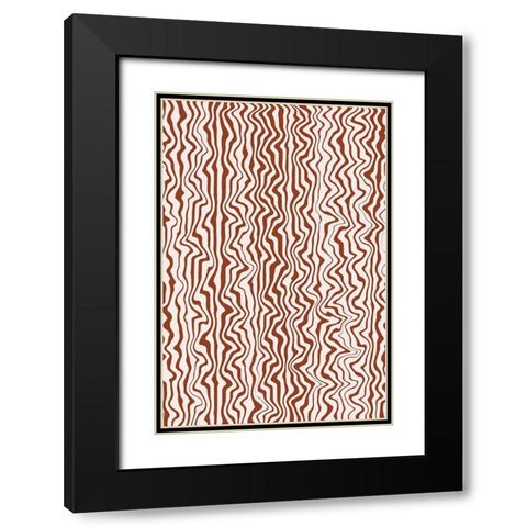 Liquid Beige Stripes Pattern Black Modern Wood Framed Art Print with Double Matting by Treechild