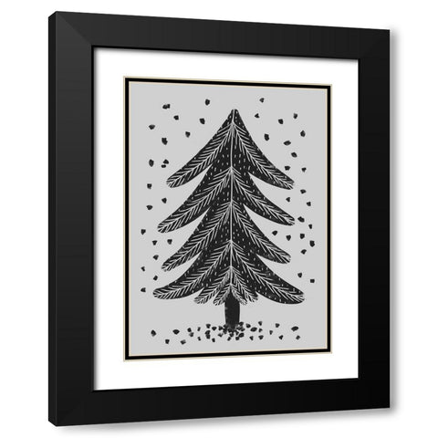 Pine Tree Black Modern Wood Framed Art Print with Double Matting by Treechild