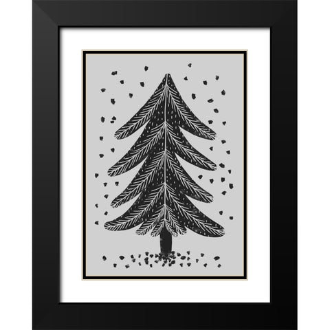 Pine Tree Black Modern Wood Framed Art Print with Double Matting by Treechild