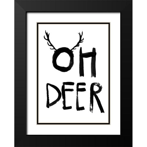 Oh Deer Black Modern Wood Framed Art Print with Double Matting by Treechild