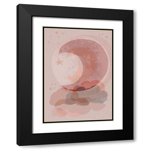 Gentle Moon Black Modern Wood Framed Art Print with Double Matting by Treechild