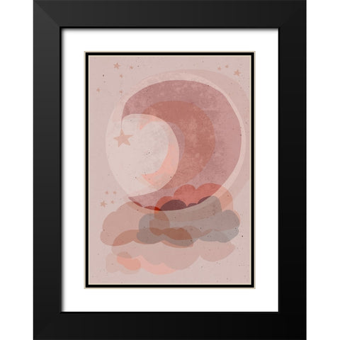 Gentle Moon Black Modern Wood Framed Art Print with Double Matting by Treechild