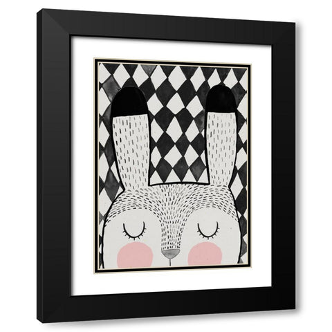 Bunny Black Modern Wood Framed Art Print with Double Matting by Treechild