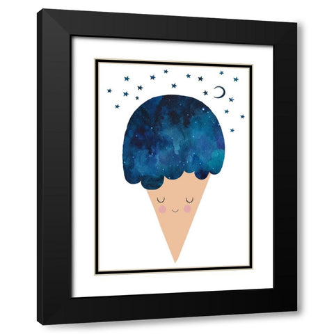 Sleep Well Black Modern Wood Framed Art Print with Double Matting by Treechild