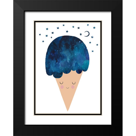 Sleep Well Black Modern Wood Framed Art Print with Double Matting by Treechild
