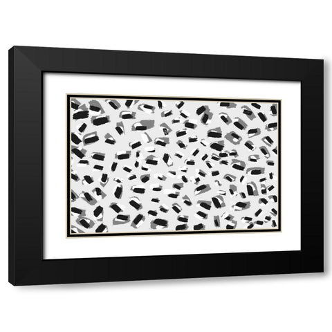 Short Strokes Square Black Modern Wood Framed Art Print with Double Matting by Treechild