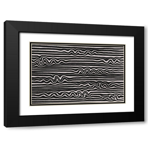 Wavey Stripes Square Black Modern Wood Framed Art Print with Double Matting by Treechild