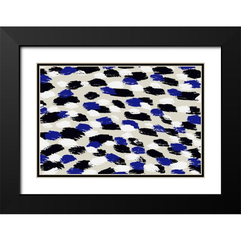 Blue Strokes Square Black Modern Wood Framed Art Print with Double Matting by Treechild