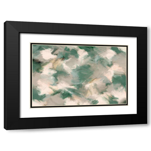 Green Beige Wild Painted Square Black Modern Wood Framed Art Print with Double Matting by Treechild