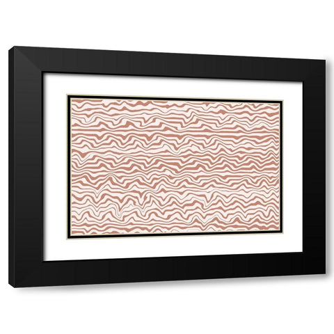 Shaky Beige Lines Square Black Modern Wood Framed Art Print with Double Matting by Treechild