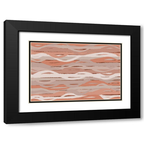 Pastel Wavey Stripes Pattern Black Modern Wood Framed Art Print with Double Matting by Treechild