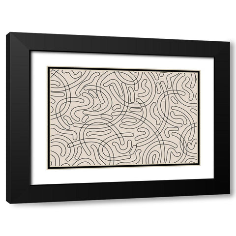 Simple Tube Line Pattern Black Modern Wood Framed Art Print with Double Matting by Treechild