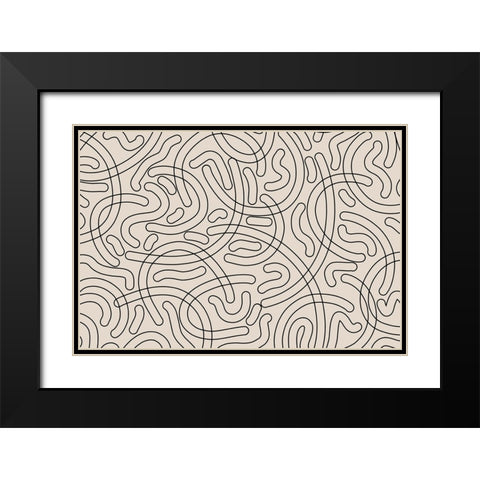 Simple Tube Line Pattern Black Modern Wood Framed Art Print with Double Matting by Treechild