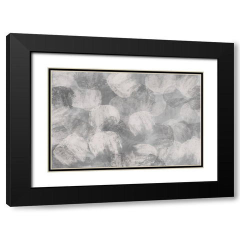 Grey Thick Strokes Pattern Black Modern Wood Framed Art Print with Double Matting by Treechild