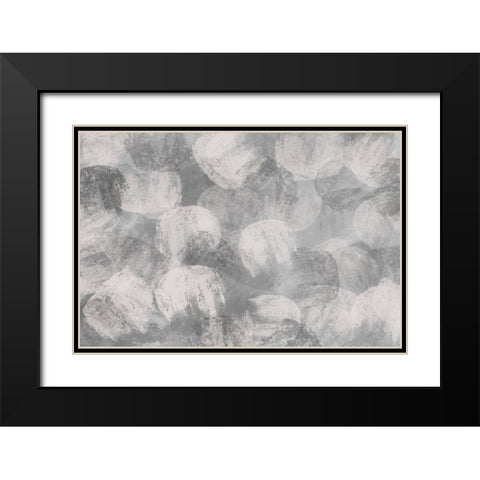 Grey Thick Strokes Pattern Black Modern Wood Framed Art Print with Double Matting by Treechild