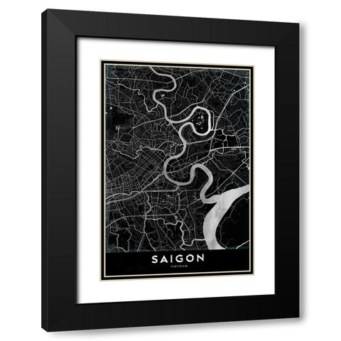 Saigon Black Modern Wood Framed Art Print with Double Matting by StudioSix