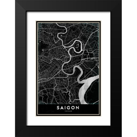 Saigon Black Modern Wood Framed Art Print with Double Matting by StudioSix
