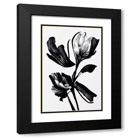 Black Flower Black Modern Wood Framed Art Print with Double Matting by Treechild