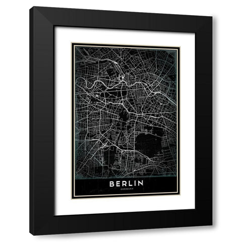 Berlin Black Modern Wood Framed Art Print with Double Matting by StudioSix