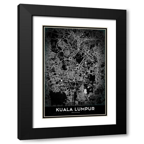 Kuala Lumpur Black Modern Wood Framed Art Print with Double Matting by StudioSix