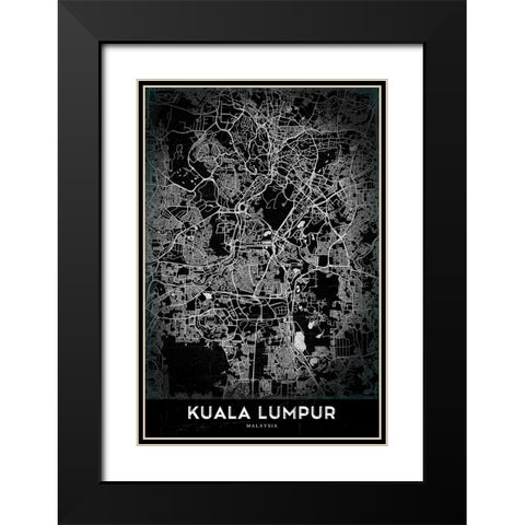 Kuala Lumpur Black Modern Wood Framed Art Print with Double Matting by StudioSix