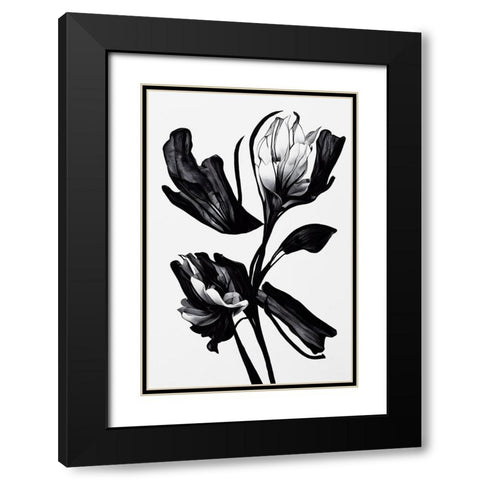 Black Flower Black Modern Wood Framed Art Print with Double Matting by Treechild