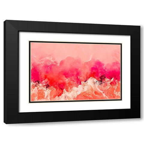 Pink Wave Black Modern Wood Framed Art Print with Double Matting by Treechild