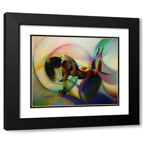 Roundism - 02-12-14 Black Modern Wood Framed Art Print with Double Matting by Akkers, Corne