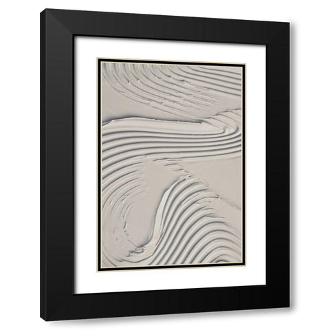 Mud Texture 14 Beige Black Modern Wood Framed Art Print with Double Matting by Pictufy Studio III