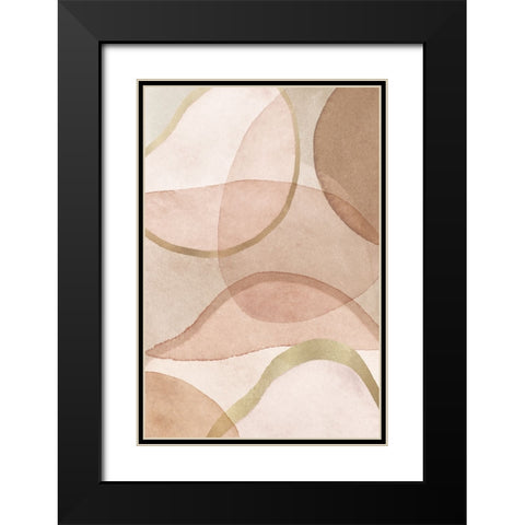 Blush and Brown Abstract Black Modern Wood Framed Art Print with Double Matting by Pienaar, Kathrin