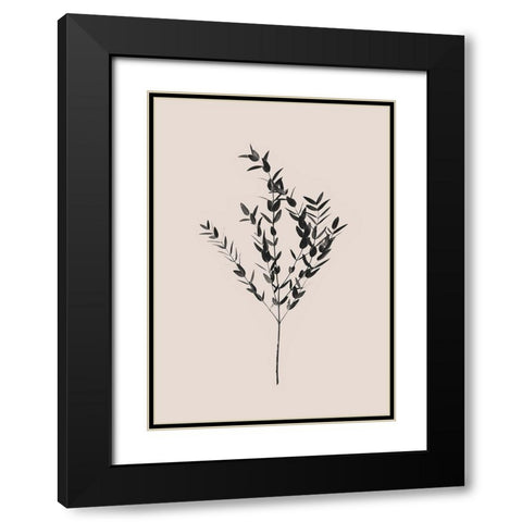 Inky Botanical Black Modern Wood Framed Art Print with Double Matting by Pienaar, Kathrin