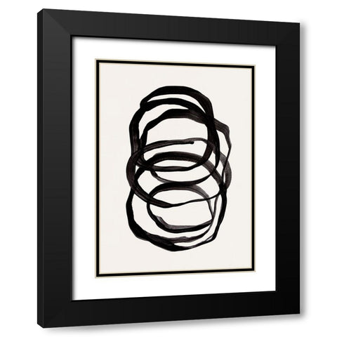 Abstract Lines II Black Modern Wood Framed Art Print with Double Matting by Pienaar, Kathrin