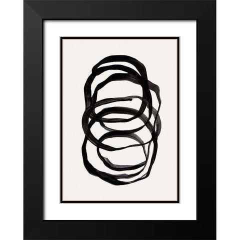 Abstract Lines II Black Modern Wood Framed Art Print with Double Matting by Pienaar, Kathrin