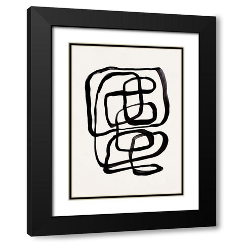 Abstract Lines I Black Modern Wood Framed Art Print with Double Matting by Pienaar, Kathrin