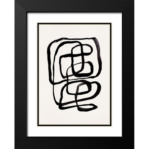 Abstract Lines I Black Modern Wood Framed Art Print with Double Matting by Pienaar, Kathrin