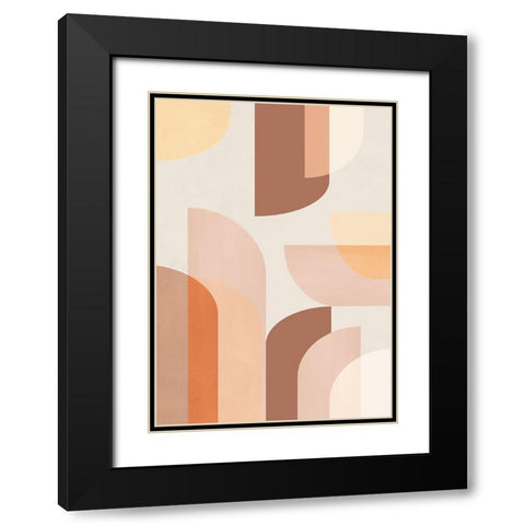 Retro Geometric Black Modern Wood Framed Art Print with Double Matting by Pienaar, Kathrin