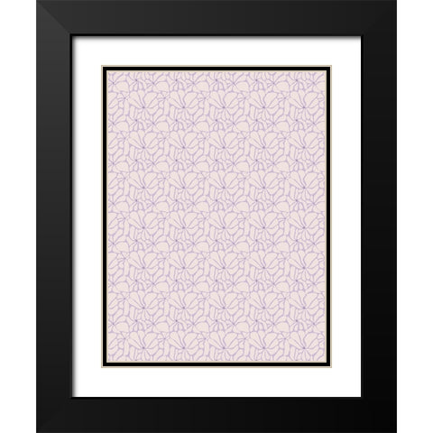 Cute Purple Flower Pattern Black Modern Wood Framed Art Print with Double Matting by Treechild