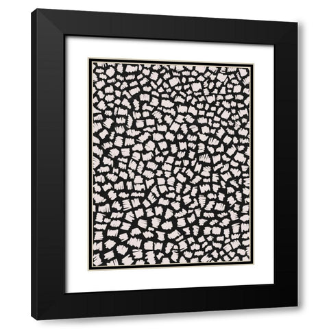White Doodle Zigzag Black Modern Wood Framed Art Print with Double Matting by Treechild