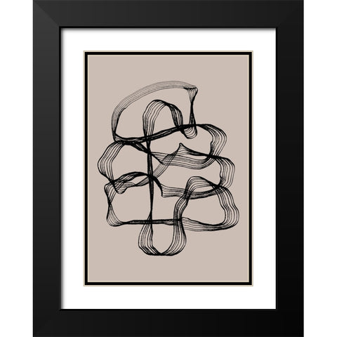 Ink Black and Beige Black Modern Wood Framed Art Print with Double Matting by Treechild