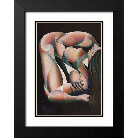 Roundism - 07-08-22 Black Modern Wood Framed Art Print with Double Matting by Akkers, Corne