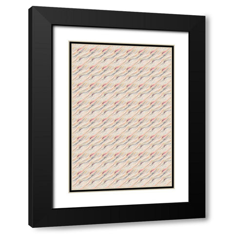 Pastel Waves Pattern Black Modern Wood Framed Art Print with Double Matting by Treechild