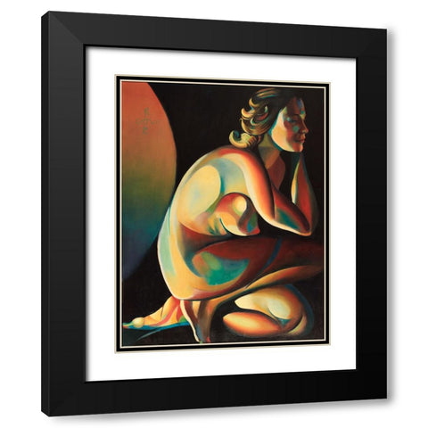 Roundism - 10-02-22 Black Modern Wood Framed Art Print with Double Matting by Akkers, Corne