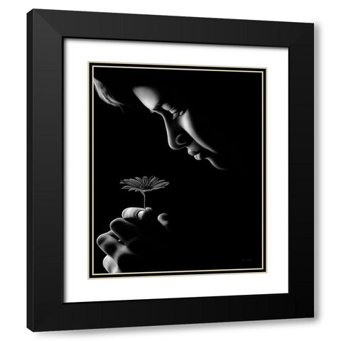 Fille Fleur Black Modern Wood Framed Art Print with Double Matting by Amihere, Lord