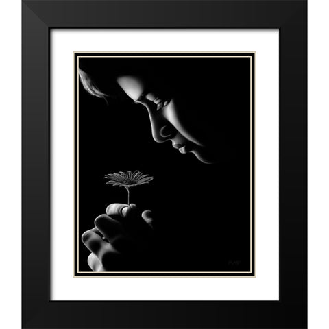 Fille Fleur Black Modern Wood Framed Art Print with Double Matting by Amihere, Lord
