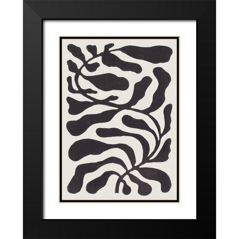One Hundred-Leaved Plant #21 / Lino Print Black Modern Wood Framed Art Print with Double Matting by Galitsyna, Alisa